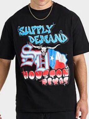 Supply & Demand Houston Texas Graphic Tee - Black Sz S. NWOT
